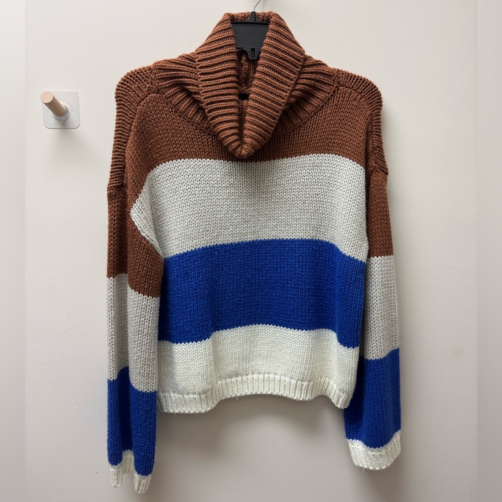 Block striped sweater with pops of color!